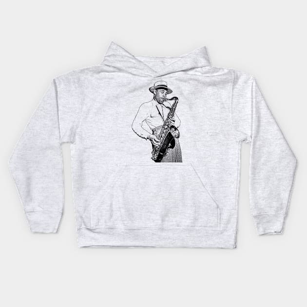 Dexter Gordon Kids Hoodie by Tina Rogers Arts